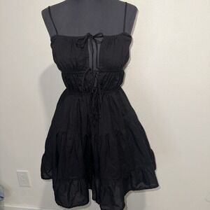 Keen‎ The Label Black A-line tiered ruffle silhouette  spaghetti straps Size M